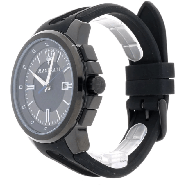 Maserati SFIDA Black Dial Black Rubber Strap Watch For Men - R8851123004