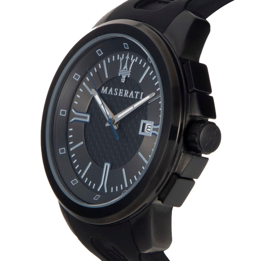 Maserati SFIDA Black Dial Black Rubber Strap Watch For Men - R8851123004