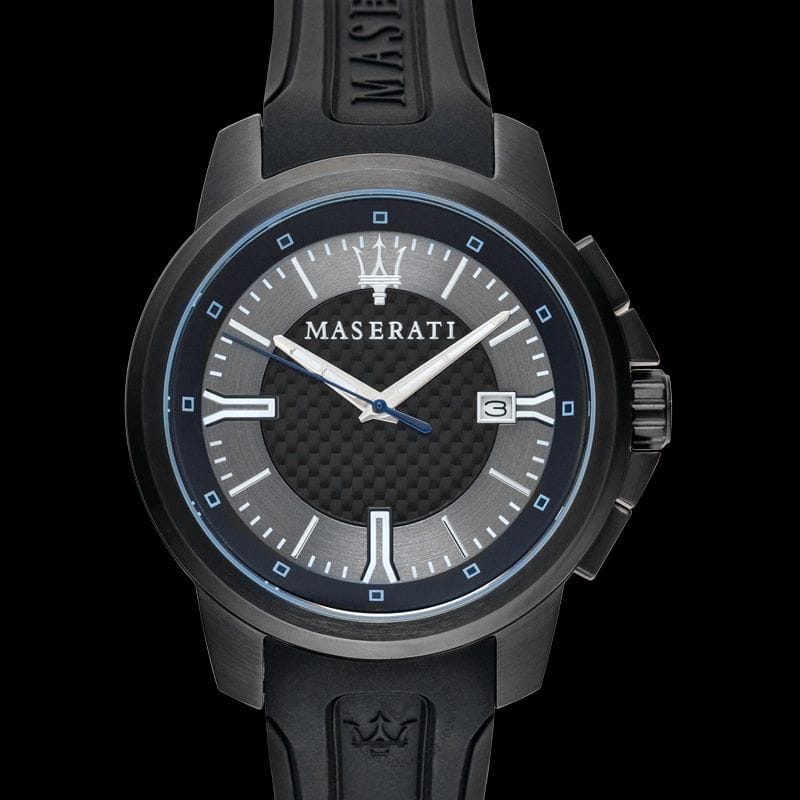Maserati SFIDA Black Dial Black Rubber Strap Watch For Men - R8851123004