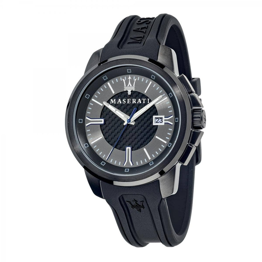 Maserati SFIDA Black Dial Black Rubber Strap Watch For Men - R8851123004