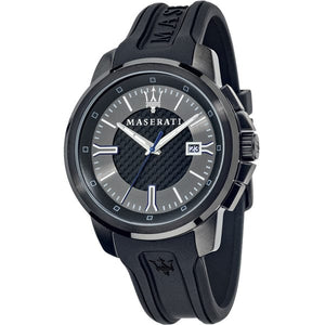 Maserati SFIDA Black Dial Black Rubber Strap Watch For Men - R8851123004