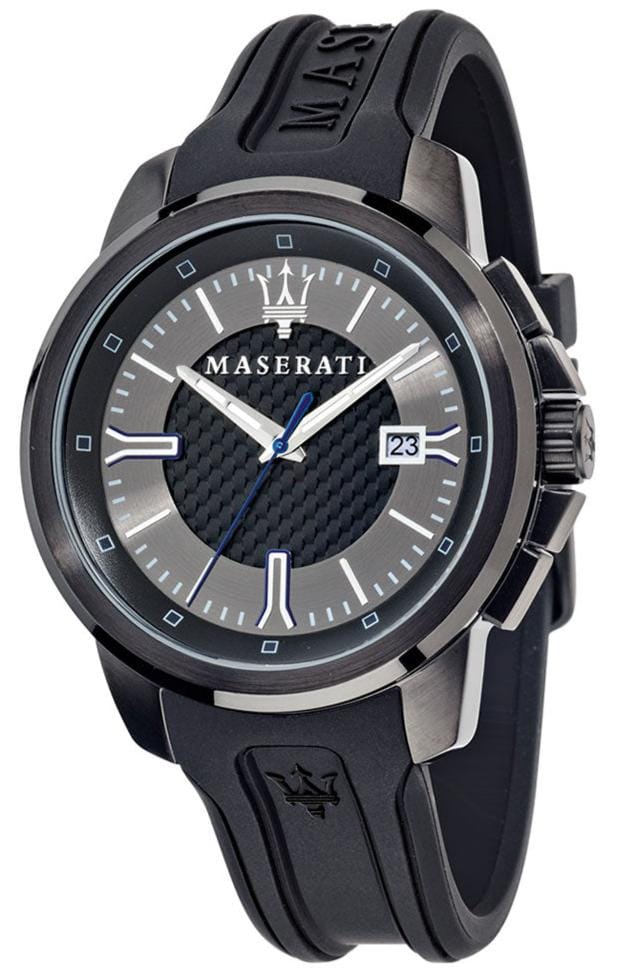 Maserati SFIDA Black Dial Black Rubber Strap Watch For Men - R8851123004