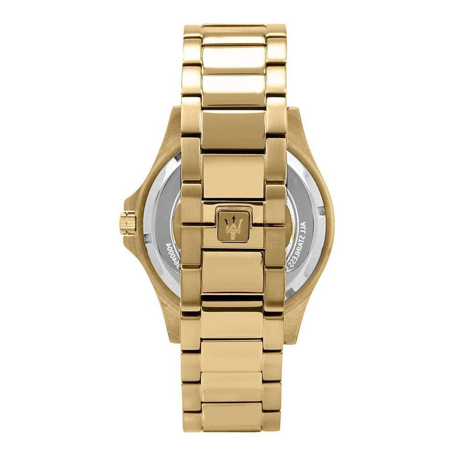 Maserati SFIDA Black Dial Yellow Gold Toned Watch For Men - R8823140003