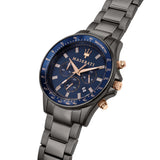 Maserati SFIDA Chronograph Blue Dial Grey Steel Strap Watch For Men - R8873640001