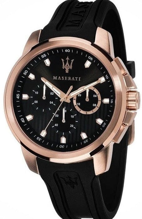 Maserati SFIDA Chronograph Black Dial Black Rubber Strap Watch For Men - R851123008