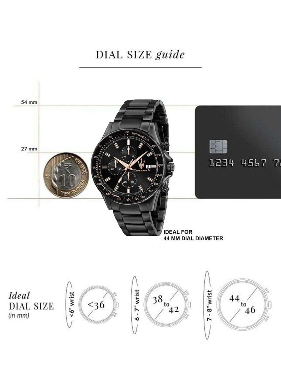 Maserati SFIDA Chronograph Black Dial Black Steel Strap Watch For Men - R8873640011