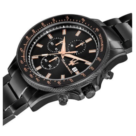 Maserati SFIDA Chronograph Black Dial Black Steel Strap Watch For Men - R8873640011