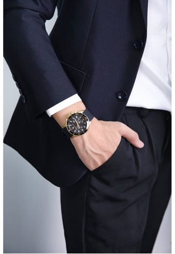 Maserati SFIDA Chronograph Black Dial Rubber Strap Watch For Men - R8871640001