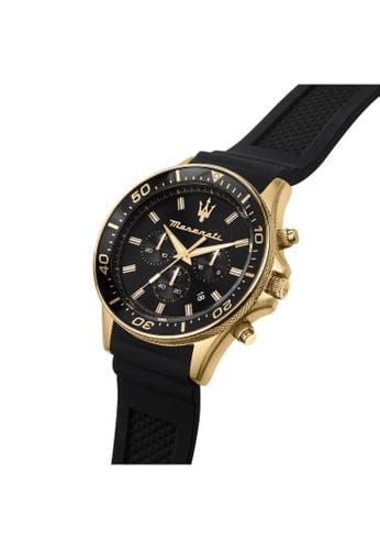 Maserati SFIDA Chronograph Black Dial Rubber Strap Watch For Men - R8871640001