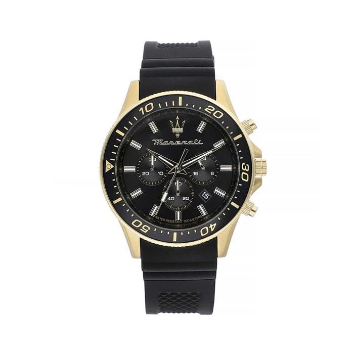 Maserati SFIDA Chronograph Black Dial Rubber Strap Watch For Men - R8871640001