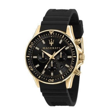 Maserati SFIDA Chronograph Black Dial Rubber Strap Watch For Men - R8871640001