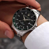 Maserati SFIDA Chronograph Black Dial Silver Steel Strap Watch For Men - R8853140005