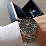 Maserati SFIDA Chronograph Black Dial Silver Steel Strap Watch For Men - R8853140005