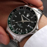 Maserati SFIDA Chronograph Black Dial Silver Steel Strap Watch For Men - R8853140005