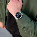 Maserati SFIDA Chronograph Black Dial Silver Steel Strap Watch For Men - R8853140005