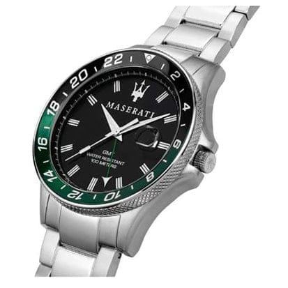 Maserati SFIDA Chronograph Black Dial Silver Steel Strap Watch For Men - R8853140005