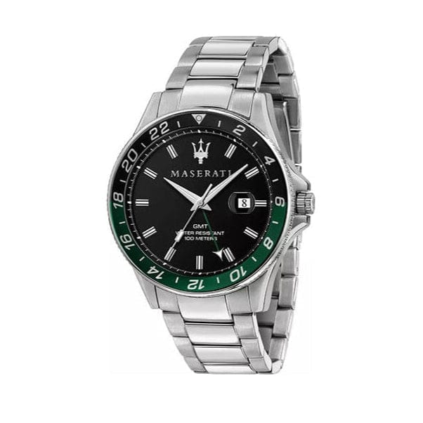 Maserati SFIDA Chronograph Black Dial Silver Steel Strap Watch For Men - R8853140005