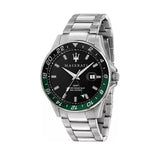 Maserati SFIDA Chronograph Black Dial Silver Steel Strap Watch For Men - R8853140005