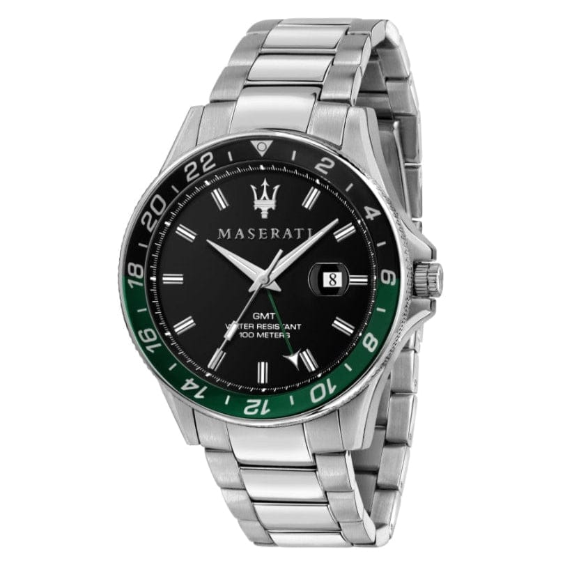 Maserati SFIDA Chronograph Black Dial Silver Steel Strap Watch For Men - R8853140005