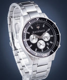 Maserati SFIDA Chronograph Black Dial Silver Steel Strap Watch For Men - R8873640004