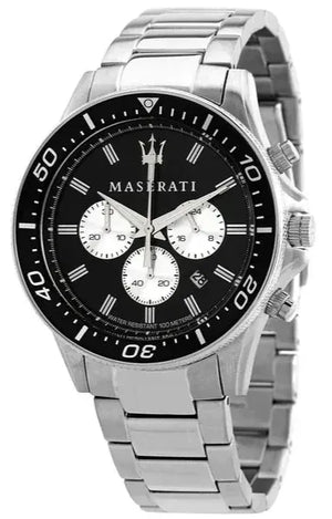 Maserati SFIDA Chronograph Black Dial Silver Steel Strap Watch For Men - R8873640004