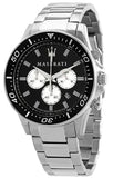 Maserati SFIDA Chronograph Black Dial Silver Steel Strap Watch For Men - R8873640004
