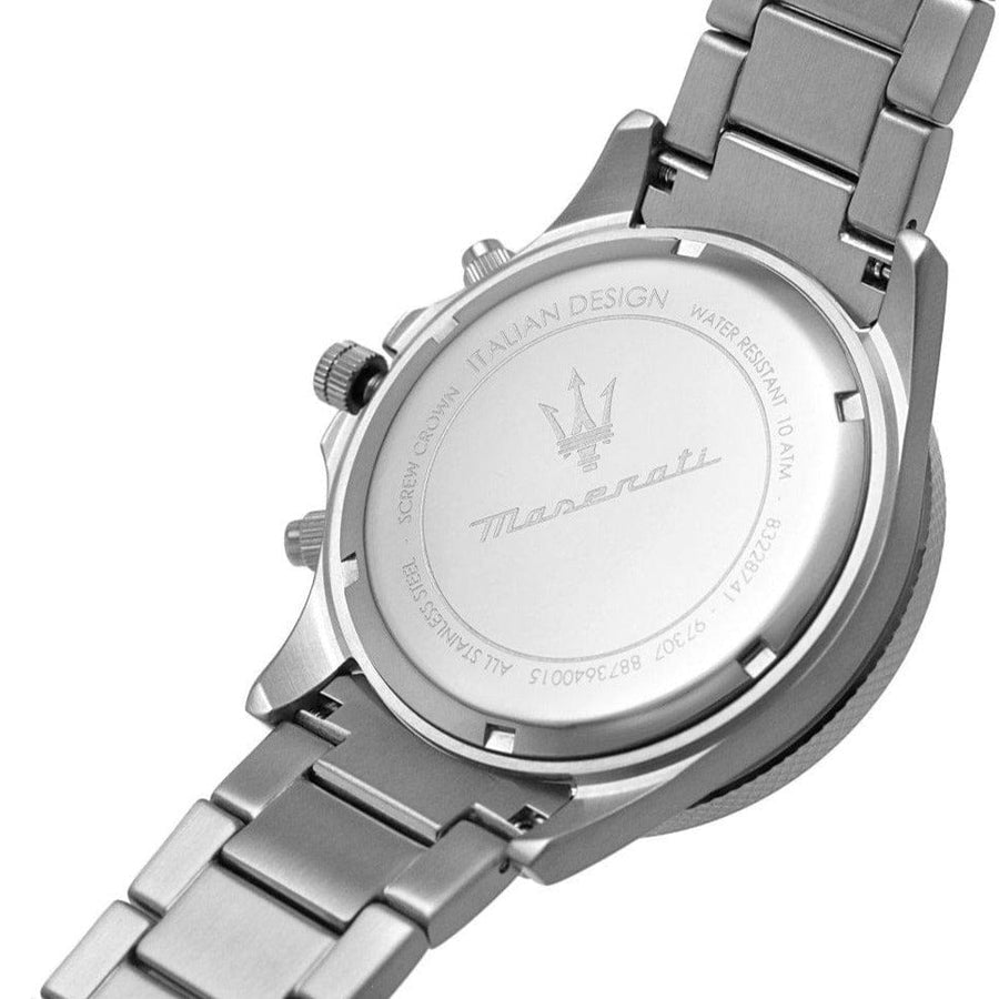 Maserati SFIDA Chronograph Black Dial Silver Steel Strap Watch For Men - R8873640015