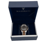 Maserati SFIDA Chronograph Black Dial Two Tone Steel Strap Watch For Men - R8873640002