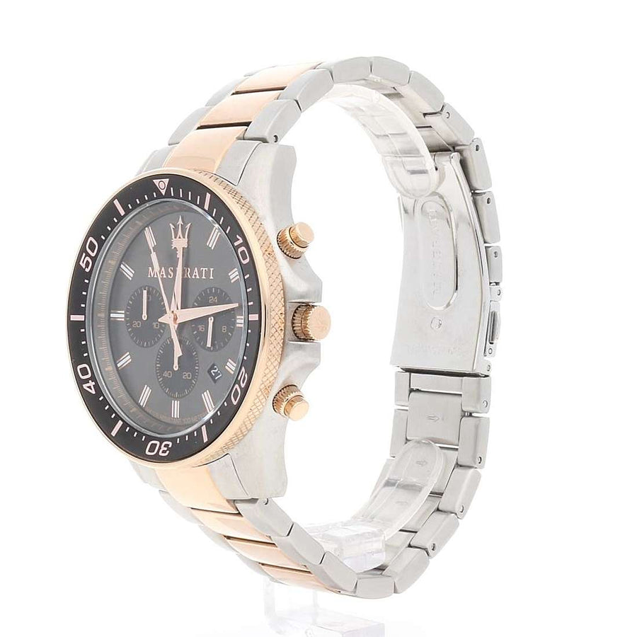 Maserati SFIDA Chronograph Black Dial Two Tone Steel Strap Watch For Men - R8873640002