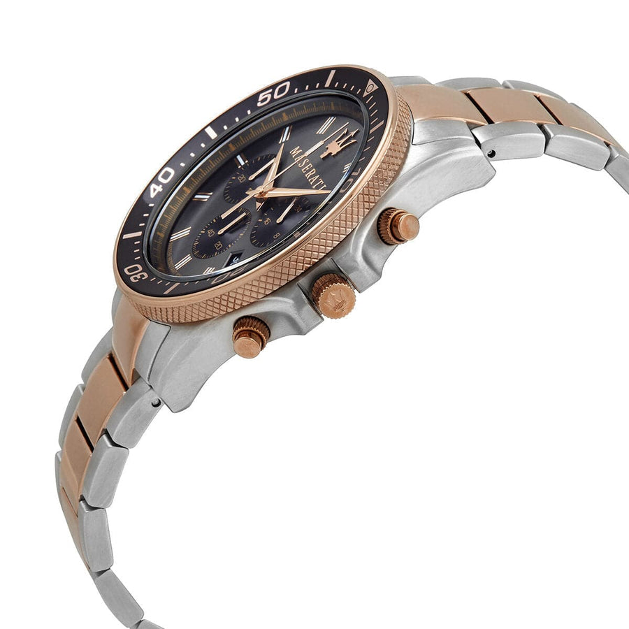 Maserati SFIDA Chronograph Black Dial Two Tone Steel Strap Watch For Men - R8873640002