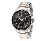 Maserati SFIDA Chronograph Black Dial Two Tone Steel Strap Watch For Men - R8873640002