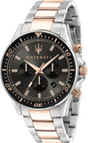 Maserati SFIDA Chronograph Black Dial Two Tone Steel Strap Watch For Men - R8873640002