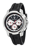 Maserati SFIDA Chronograph Black Silver Dial Black Rubber Strap Watch For Men - R8851123001