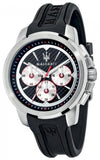 Maserati SFIDA Chronograph Black Silver Dial Black Rubber Strap Watch For Men - R8851123001
