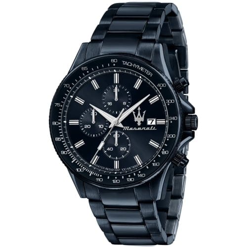 Maserati SFIDA Chronograph Blue Dial Blue Steel Strap Watch For Men - R8873640023