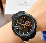 Maserati SFIDA Chronograph Quartz Stainless Steel Black Dial Watch For Men - R8851123007