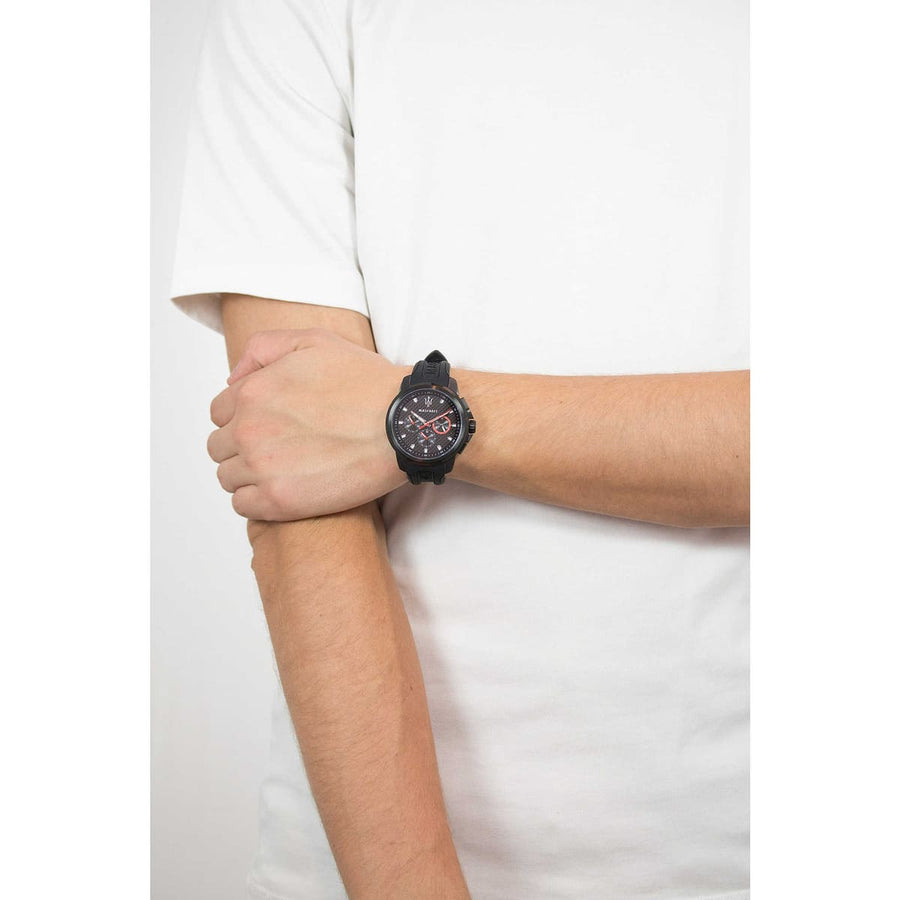 Maserati SFIDA Chronograph Quartz Stainless Steel Black Dial Watch For Men - R8851123007