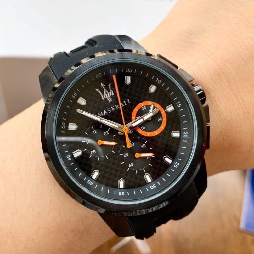 Maserati SFIDA Chronograph Quartz Stainless Steel Black Dial Watch For Men - R8851123007