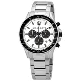 Maserati SFIDA Chronograph White Dial Silver Steel Strap Watch For Men - R8873640003