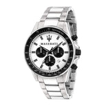 Maserati SFIDA Chronograph White Dial Silver Steel Strap Watch For Men - R8873640003
