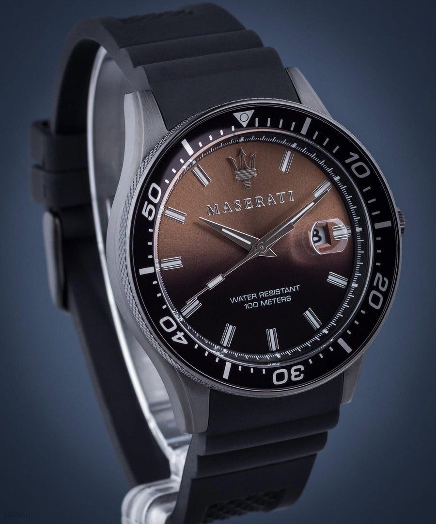 Maserati SFIDA Quartz Black Dial Black Rubber Strap Watch For Men - R8851140001
