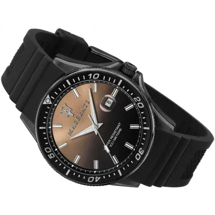 Maserati SFIDA Quartz Black Dial Black Rubber Strap Watch For Men - R8851140001