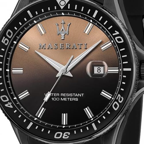 Maserati SFIDA Quartz Black Dial Black Rubber Strap Watch For Men - R8851140001