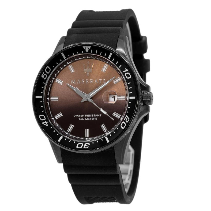 Maserati SFIDA Quartz Black Dial Black Rubber Strap Watch For Men - R8851140001