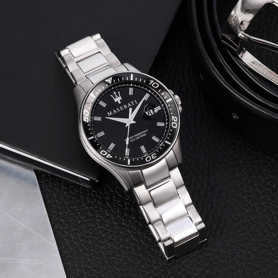 Maserati SFIDA Quartz Black Dial Stainless Steel Watch For Men - R8853140002