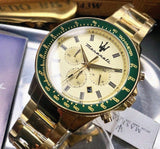 Maserati SFIDA Quartz Yellow Dial Gold Strap Watch For Men - R8873640005