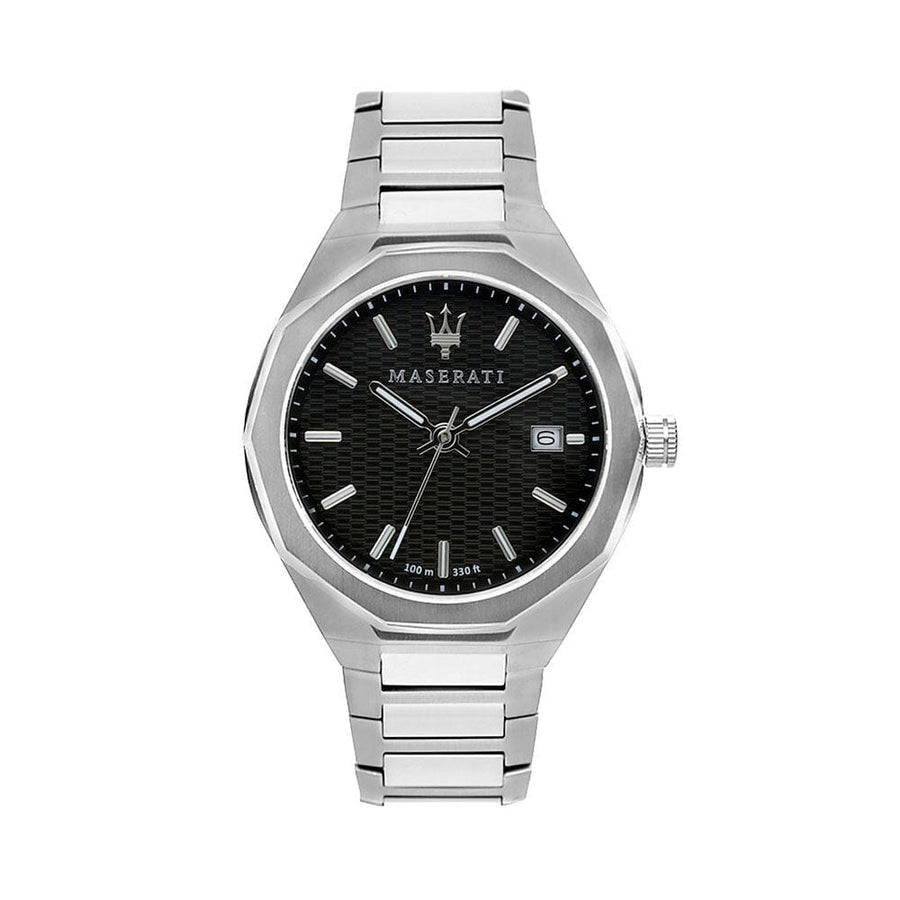 Maserati Stile Analog Black Dial Silver Steel Strap Watch For Men - R8853142003