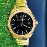 Maserati Stile Black Dial Gold Steel Strap Watch For Men - R8853142004
