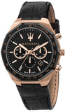 Maserati Stile Black Matte Dial Black Leather Strap Watch For Men - R8871642001