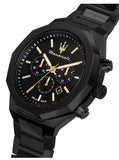 Maserati Stile Chronograph Black Dial Black Steel Strap Watch For Men - R8873642005
